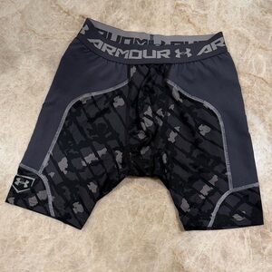 Under Armour Black and Gray Baseball Sliding Shorts